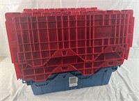 Lot of 3 Stackable Plastic Totes w/Folding Lids!