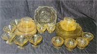 30 Plus Pieces of Amber Depression Glass