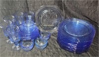 29pc. Cobalt  Blue Depression Glass