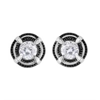 Round 1.00ct Diamond Double Halo Milgrain Earrings