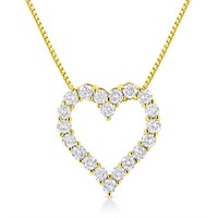 14K Gold-pl 2.00ct Diamond Open Heart Necklace