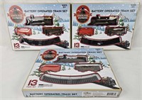 3 New North Pole Express Battery Op Train Sets