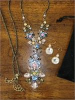 Joan Rivers rhinestone necklace & earrings