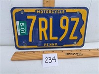 Pennsylvania Motorcycle License Plate