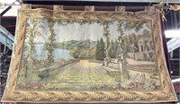 4' 4" x 6' 8" Tapestry, Garden Scene.