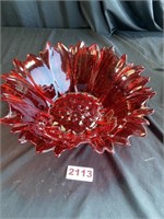 Large Red Flower Decorative Serving Bowl