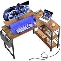 Homieasy L Shaped Computer Desk with LED Strip & P