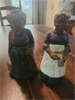 Two black Americana mammy figurines 6" tall