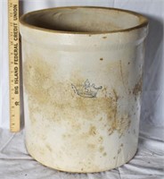 5 GALLON STONEWARE CROCK - SOME CRACKS, CHIPS,