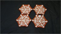 Four festive holiday plates. (Snowflake)