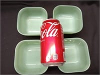 Fire King Oven Ware - Four 4" square Jade-ite