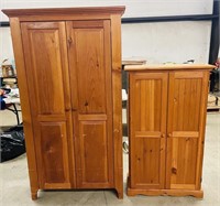 2 Wooden Shelves w/ Doors (72” H & 56” H)