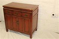Antique Asian Red stained 3 over double door Chest