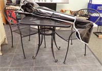 PATIO TABLE & 2 CHAIRS, WROUGHT IRON & COORS