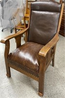 Antique Wood Frame Chair (vinyl upholstery) 26"W