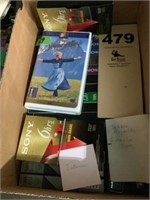 Box of VCR tapes, including sound of music