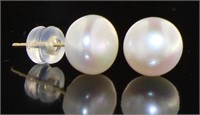 14kt Gold Natural 8 mm Cultured Pearl Earrings