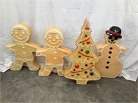 Don Featherstone Gingerbread Tree, 29”T & Snowman