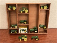 VTG John Deere Mini Tractors & Wooden Display