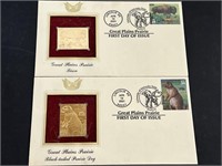 2 22 Karat Gold Replica Stamp Covers