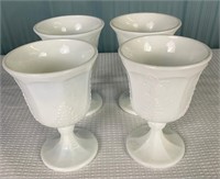 4 Milk Glass Stemmed Goblets