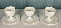 Milk Glass Saucers And Footed Desert Cups (6pcs)