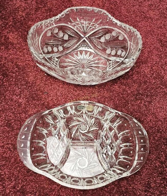Bohemia Crystal Chop Plate & Crystal Centerpiece