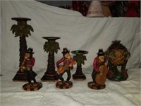 Lot of Monkey Decor, Candle Holders, and More