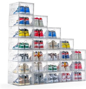 MMBABY 12 Pack Shoe Storage Box Clear Plastic