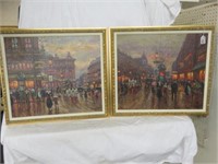 PAIR FRAMED OIL ON CANVAS - STREET SCENES BY