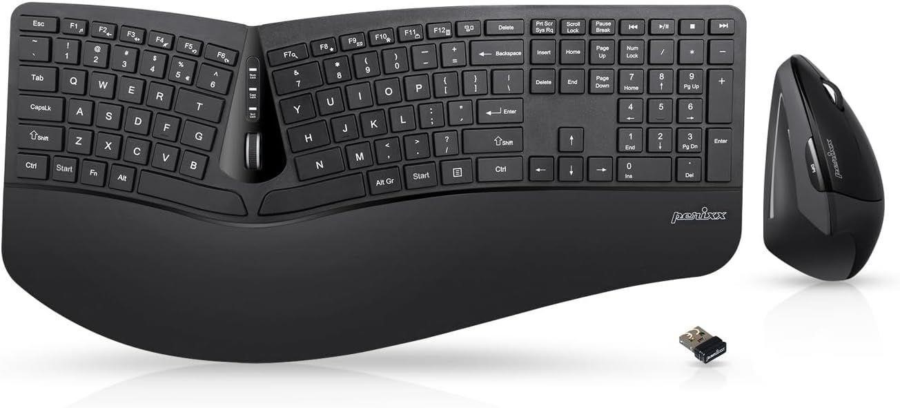 Wireless Ergonomic Split Keyboard - No Mouse