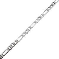 28" Dual Texture Figaro Chain Sterling Silver