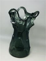 Glass vase, blown with 3 top loops