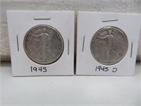 1945 & 1945D Silver Walking Liberty Half Dollars
