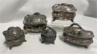 Collection Victorian Siver Metal Casket Jewelry Bo