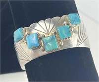 925 Silver Navajo Turquoise Cuff Bracelet