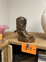 Vintage Copper Cowboy Boot Bank