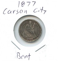 1877 Carson City Seated Liberty Dime - Bent