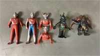 6pc Vtg Bandai Ultraman 4-5" Plastic Figures