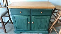 CANADEL GREEN PAINTED WOOD TOP SIDE CABINET