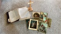 Antique Bible- pictures & cross