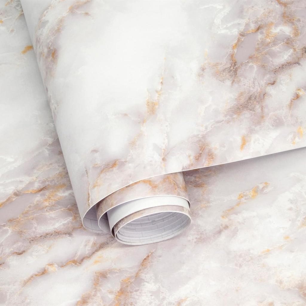 Marble Contact Paper for Countertops  Gold White