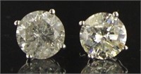 14kt Gold 2.21 ct Round Diamond Stud Earrings