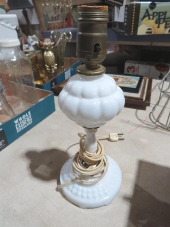 HOBNAIL MILK GLASS LAMP