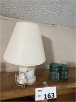 MILK GLASS LAMP AND INSULATORS