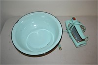 Vintage Teal Enamel Bowl and Mixer