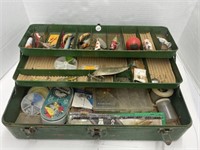 Metal Tackle Box with Contents