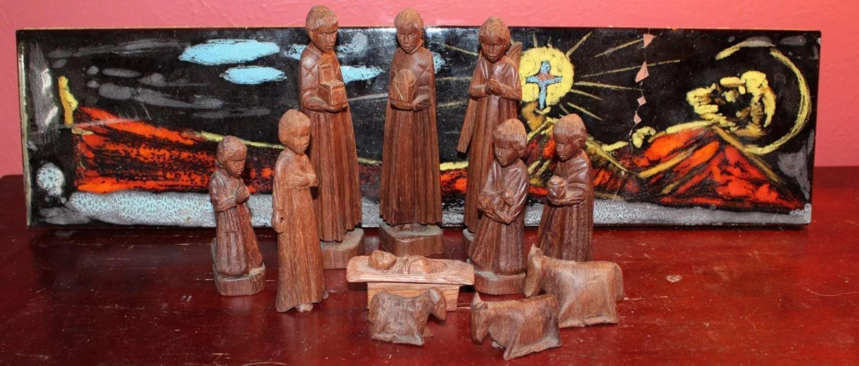Hand Carved Wood Nativity scene