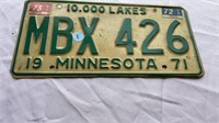 Minnesota 1971 license plate