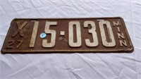 Minn 1927 license plate